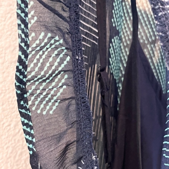 a new day Women's Navy Blue Broken Lines Floral Ruffled Lined Dress Size L - Picture 10 of 12